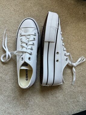 Converse White Low-Top Platform Canvas Sneakers